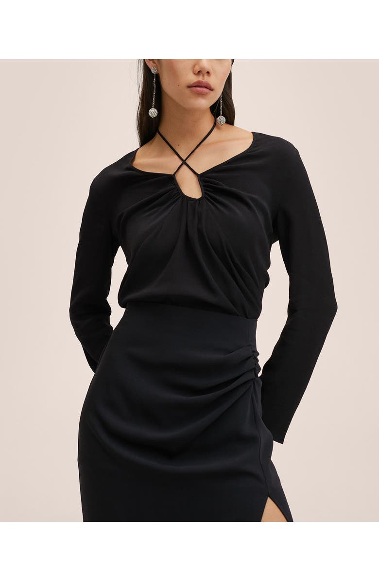 MANGO Vent Midi Skirt, Alternate, color,