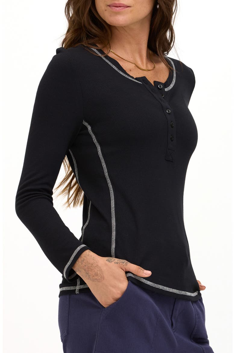 Alida Feather Rib Henley, Alternate, color, BLACK / TAPIOCA