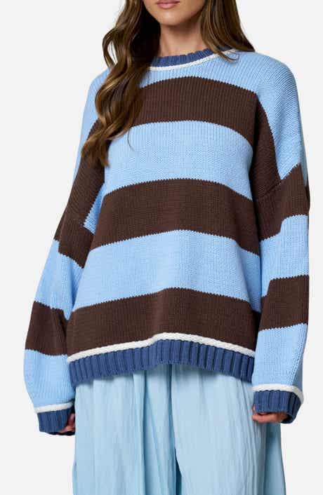 Stripe Oversize Cotton Blend Sweater