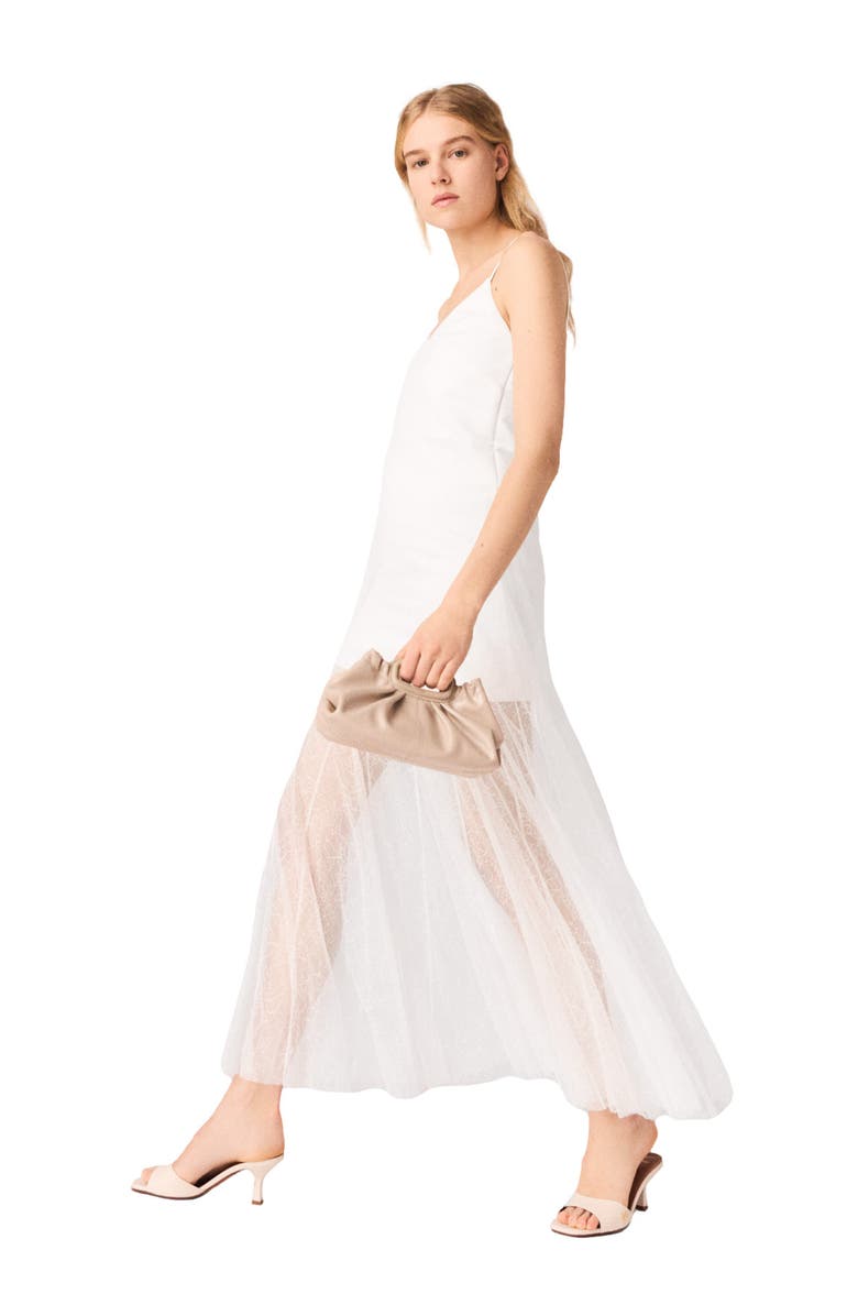 maje Taffeta and lace dress, Alternate, color, White