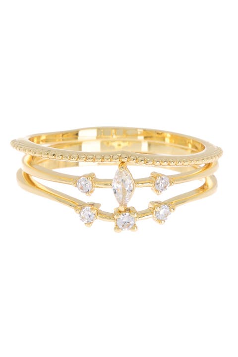 14K Gold Plated Delicate Stackable Ring Set