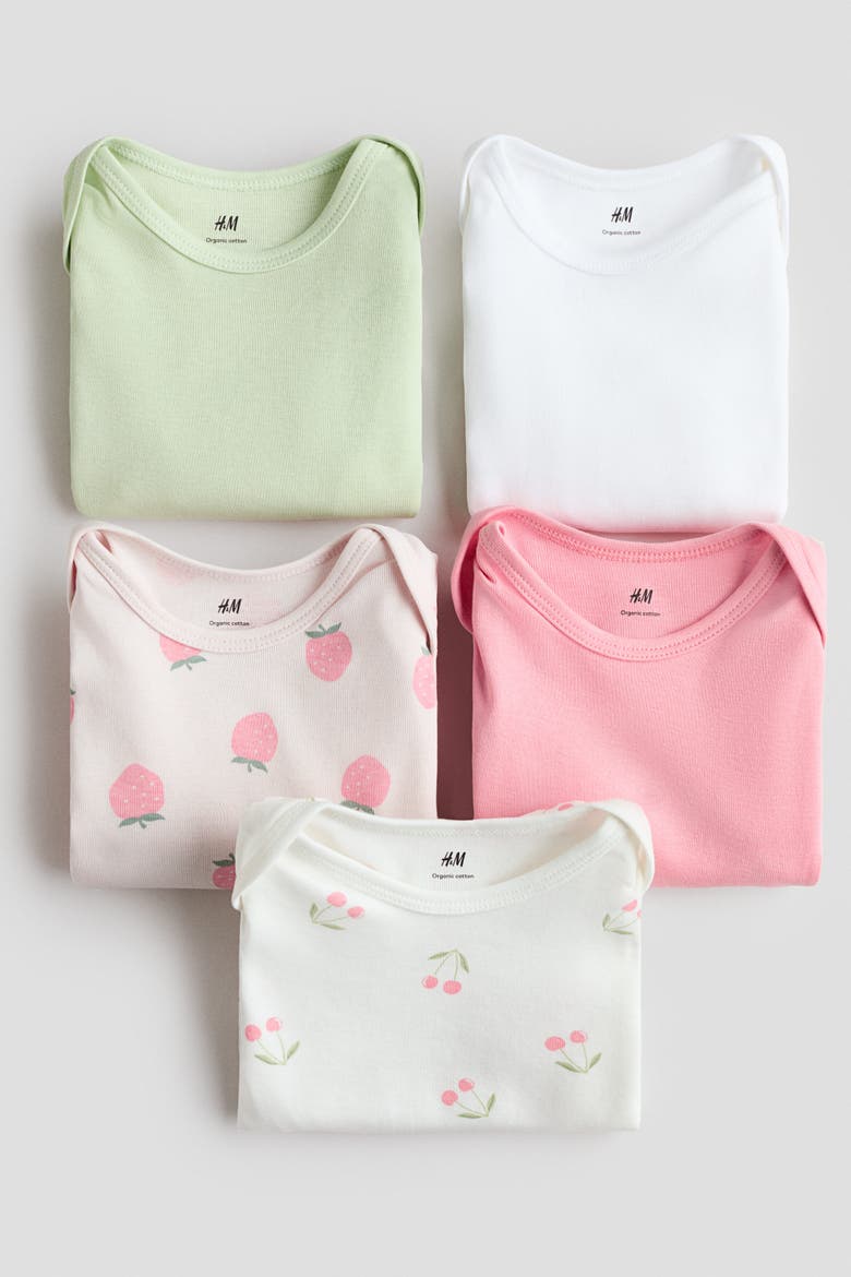 5-pack Cotton Bodysuits, Alternate, color, Pink/berries