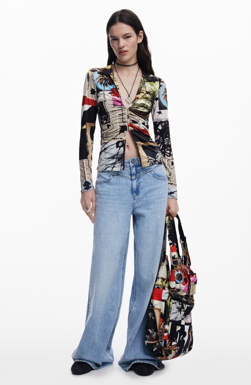 Desigual Collage Print Shirt In Black