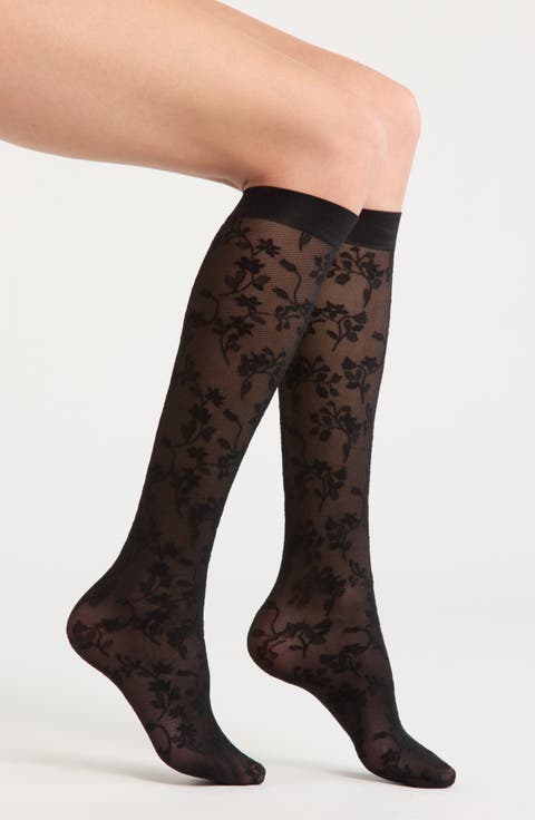 Floral Lace Knee High Socks