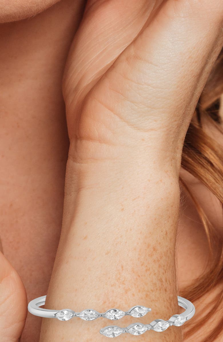 CZ by Kenneth Jay Lane Marquise Cubic Zirconia Hinged Bypass Bracelet, Alternate, color, Clear Silver