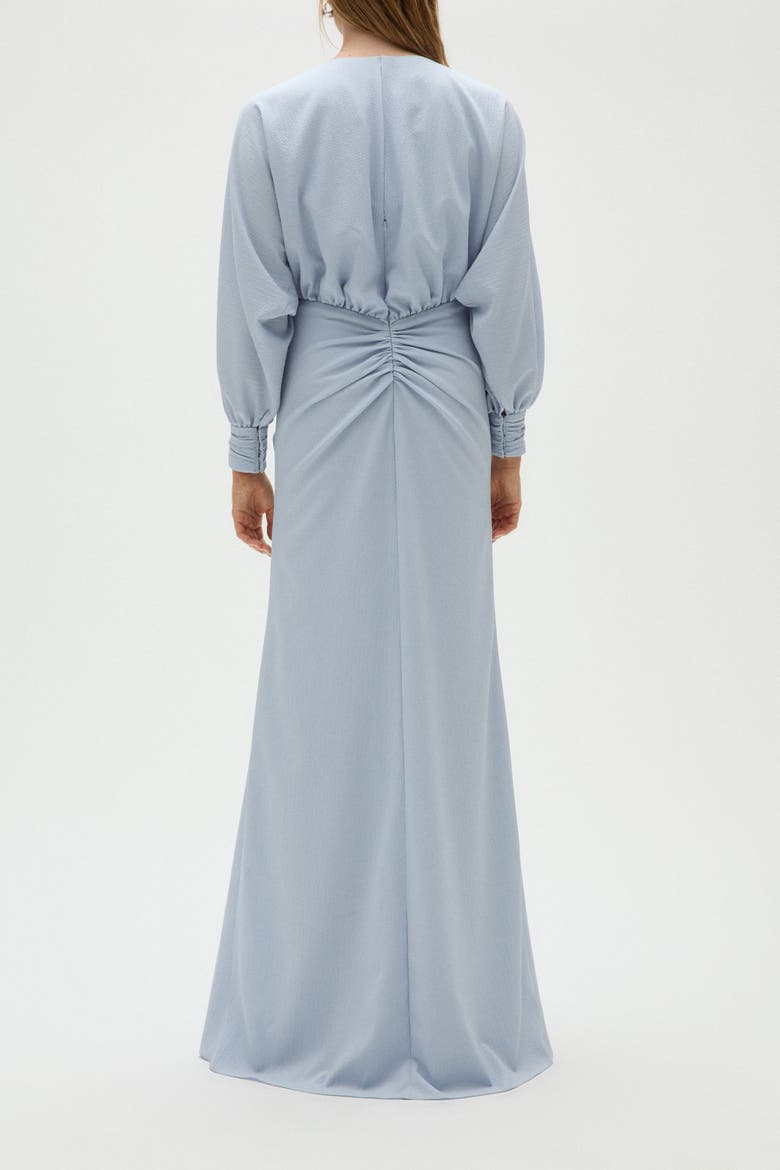 Pebble Crepe Gathered Gown, Alternate, color, Ice