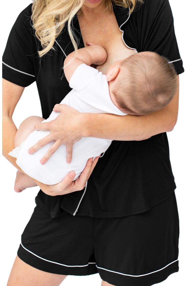 Clea Short Sleeve Pajama Set, Alternate, color, BLACK