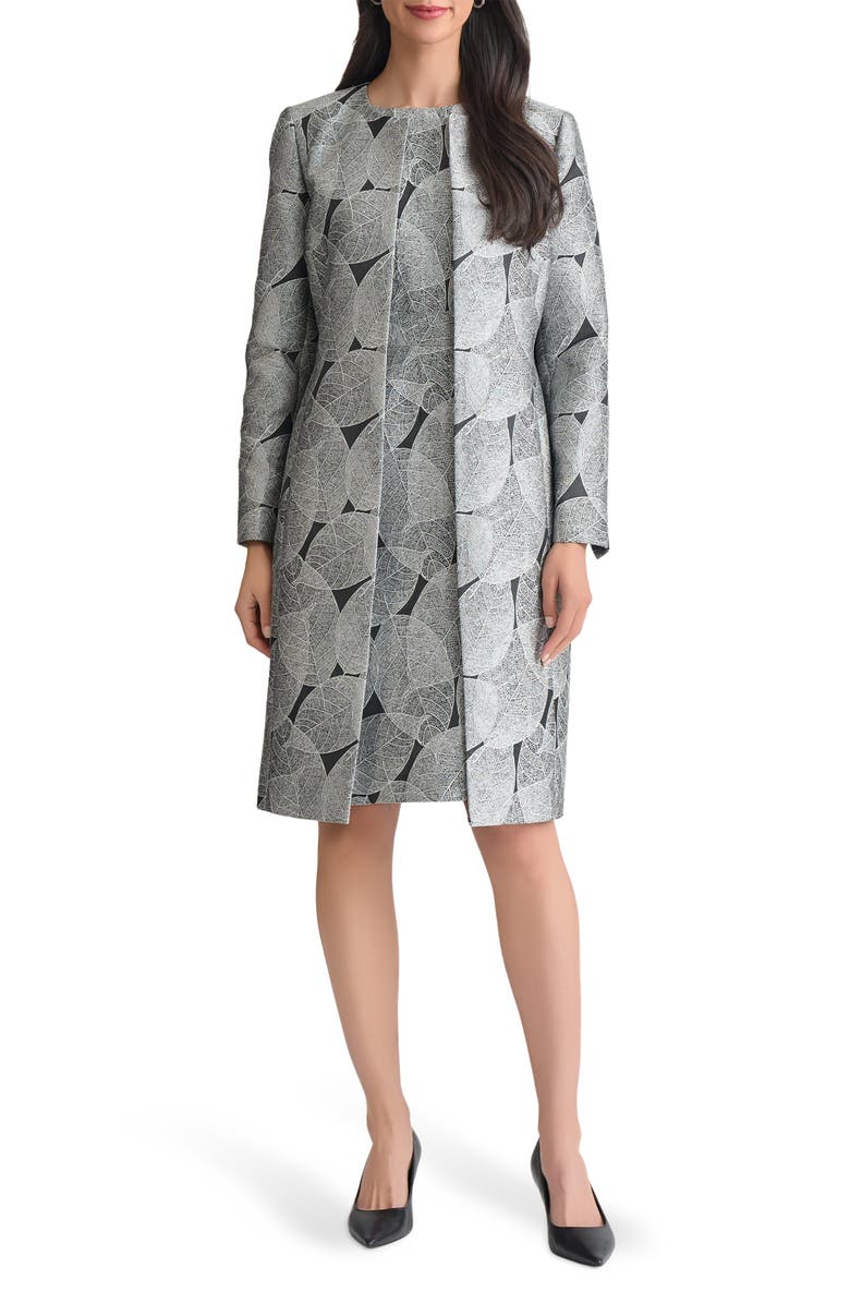 KASPER Leaf Print Topper, Main, color, Black Multi