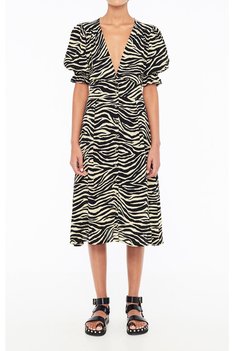 Rafa Zebra Print Midi Dress, Alternate, color, AMAIA ZEBRA PRINT