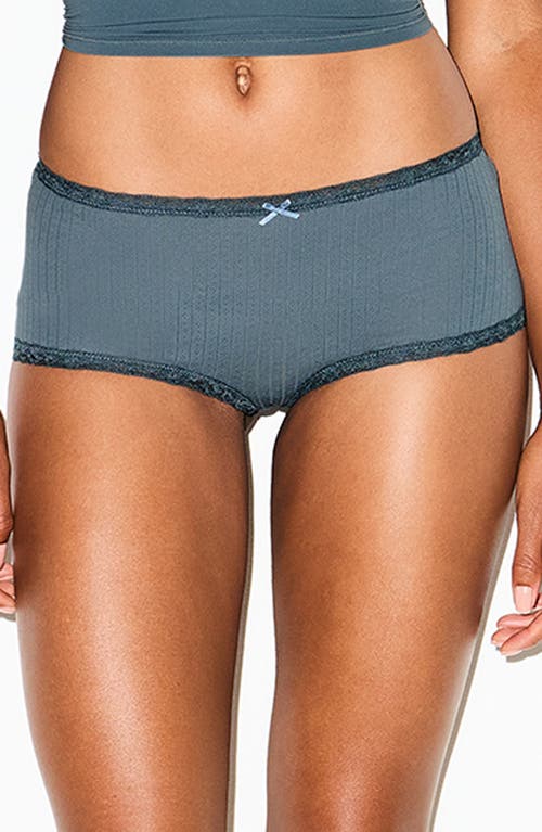 Skims Lightweight Stretch Cotton Boyshorts In Gray