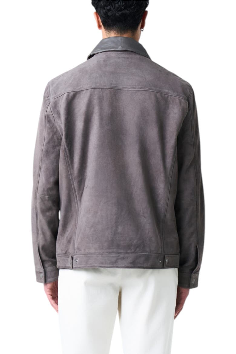 Aron Suede Jacket With Leather Detail, Alternate, color, Grey