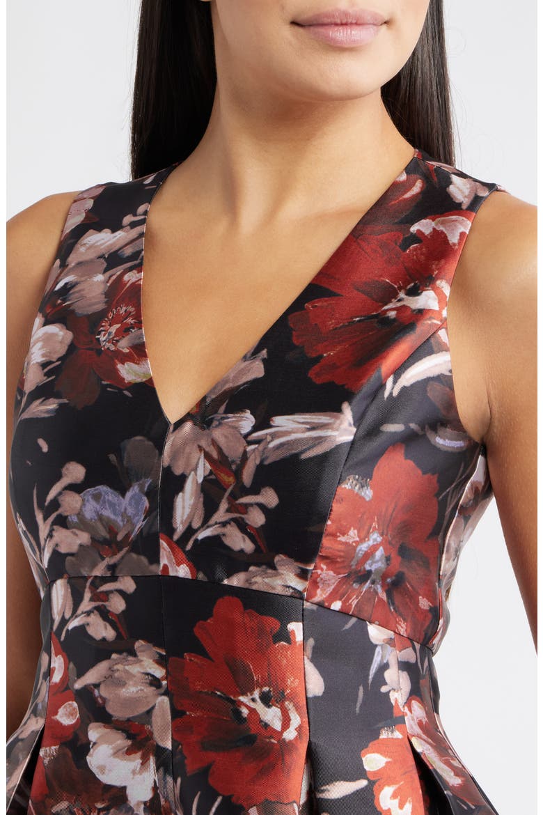 Floral Sleeveless Gown, Alternate, color, BLACK RUST