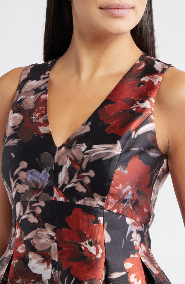 Julia Jordan Floral Sleeveless Gown, Alternate, color, Black Rust