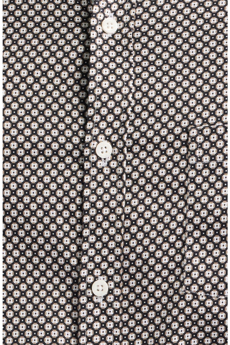 Logan Print Button-Up Shirt, Alternate, color, BLACK / TAN MINI TILE