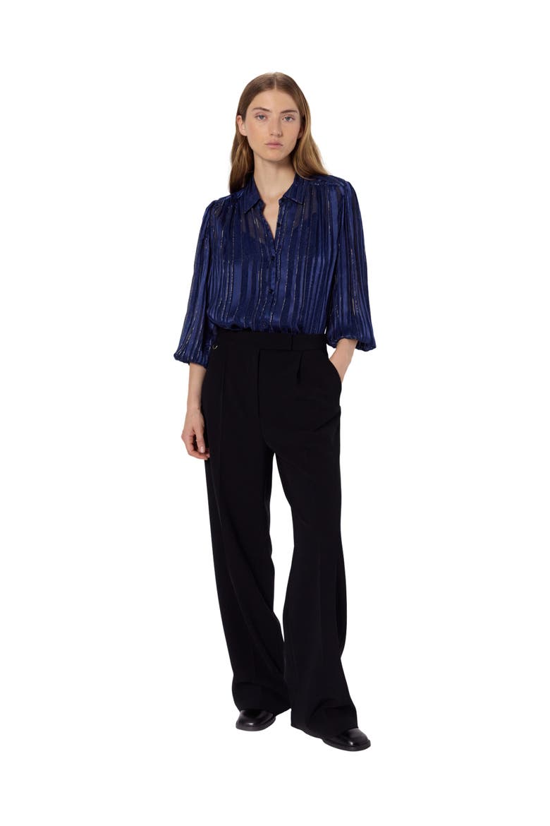Annick Sheer Lurex Stripe Blouse, Alternate, color, Ink