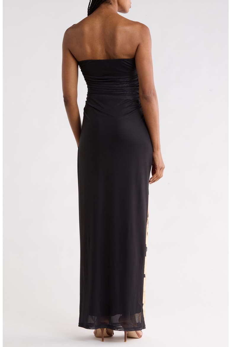 Elio Strapless Mesh Maxi Dress, Alternate, color, BLACK MULTI
