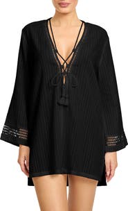 Robin Piccone Marina Lace-Up Cover-Up Tunic