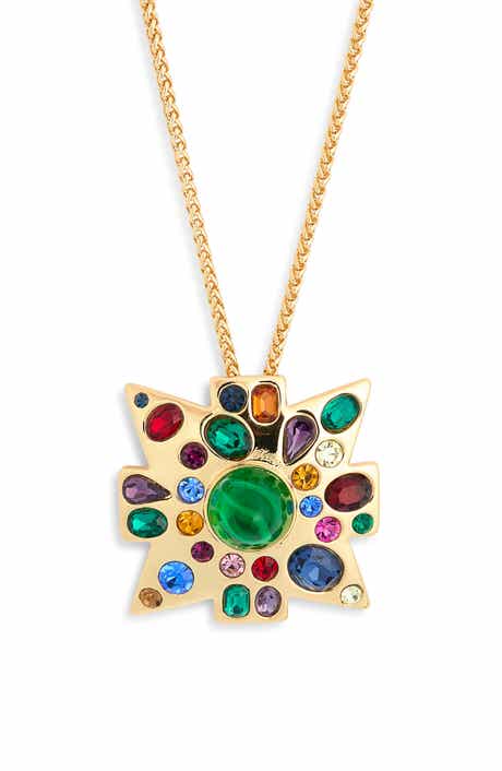 Kenneth Jay Lane Multi Stone Pendant Necklace