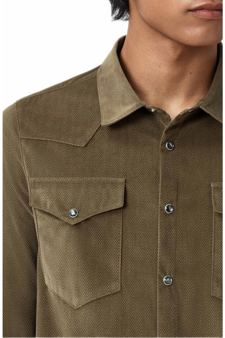 Andres Western Herringbone Faux Suede Snap-Up Shirt, Alternate, color, FOSSIL GREY