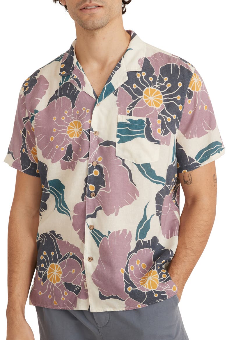 Floral Resort Shirt, Main, color, PURPLE LARGE FLORAL PRINT