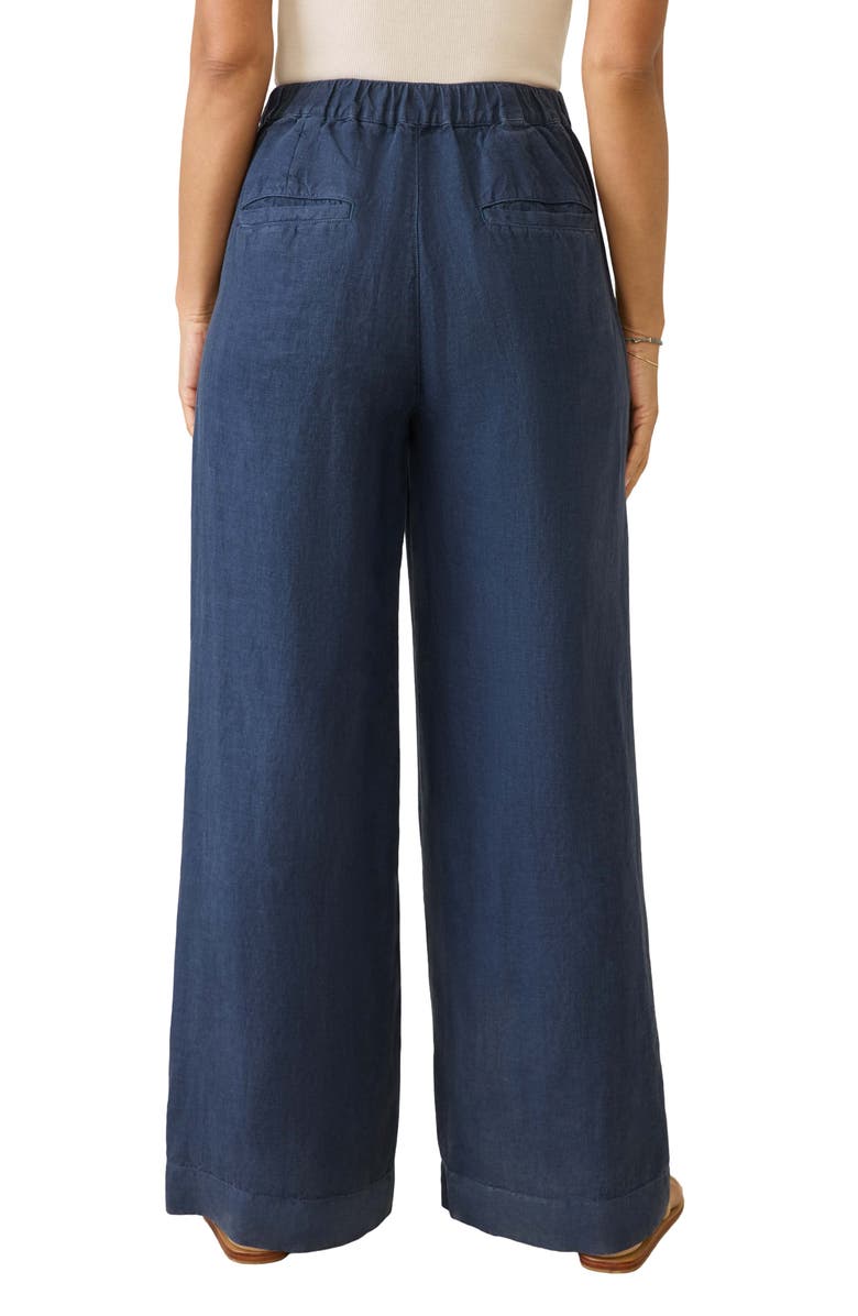 Faherty Sun Strider Wide Leg Linen Pants, Alternate, color, Deep Sea Navy