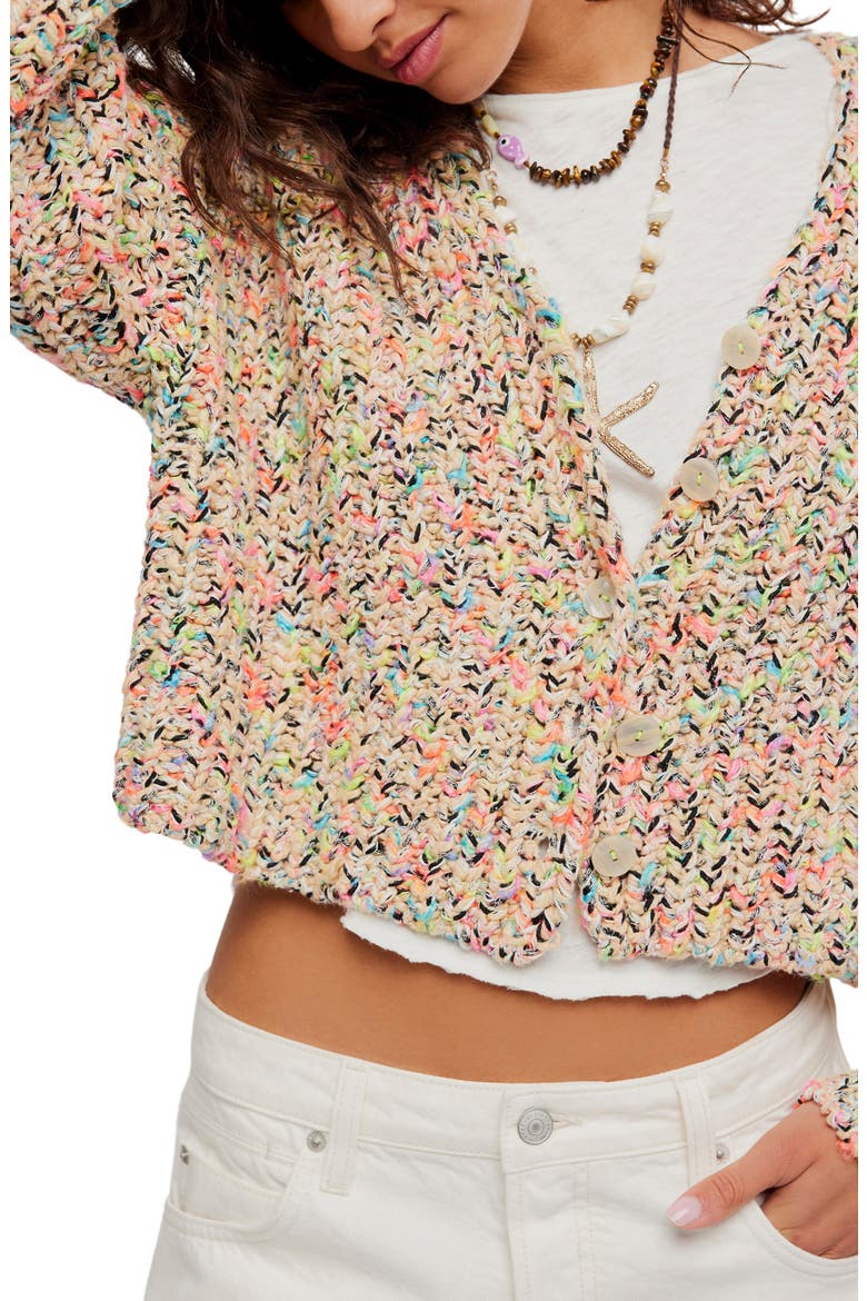 Flea Market Crop Cardigan, Alternate, color, NEON SAND COMBO