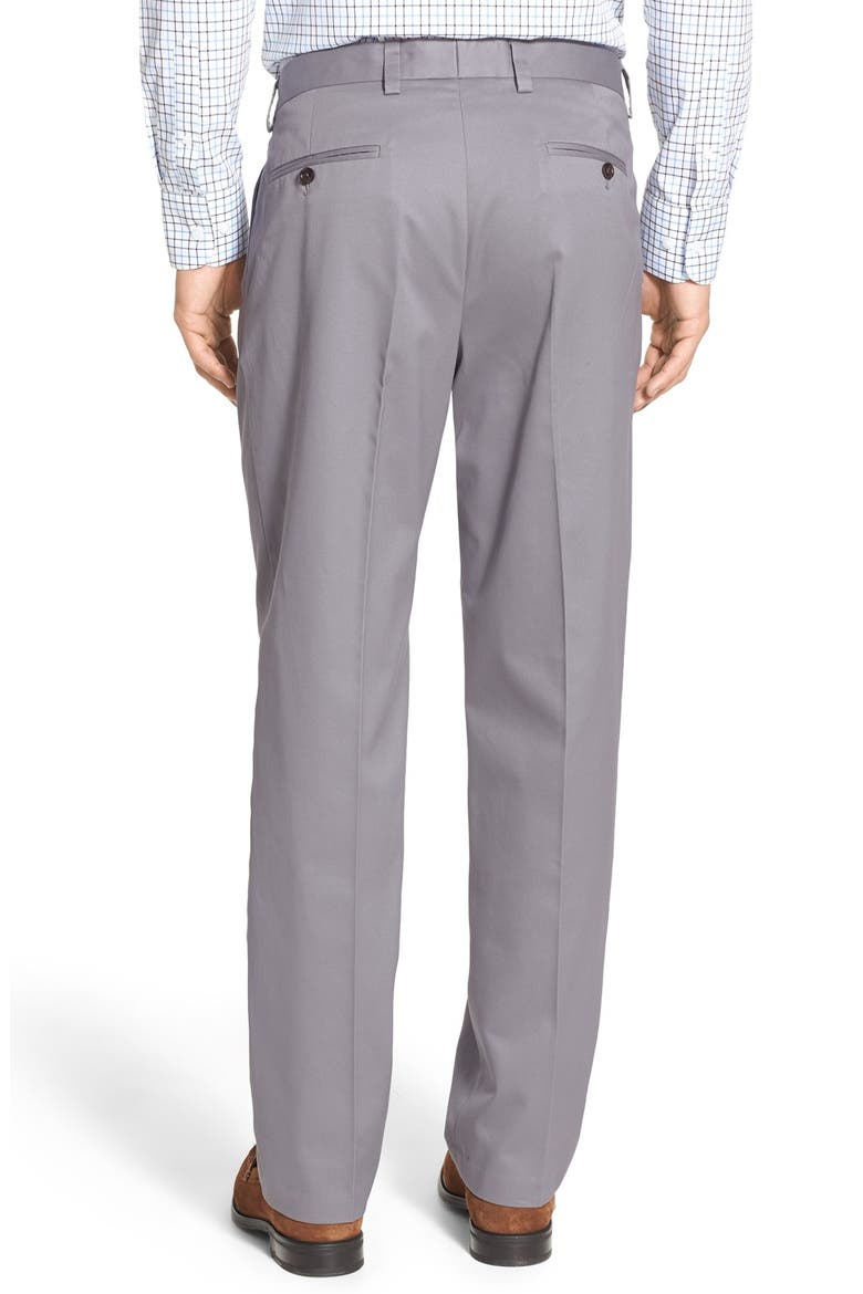 'Classic' Smartcare™ Relaxed Fit Double Pleated Cotton Pants, Alternate, color, GREY FILIGREE
