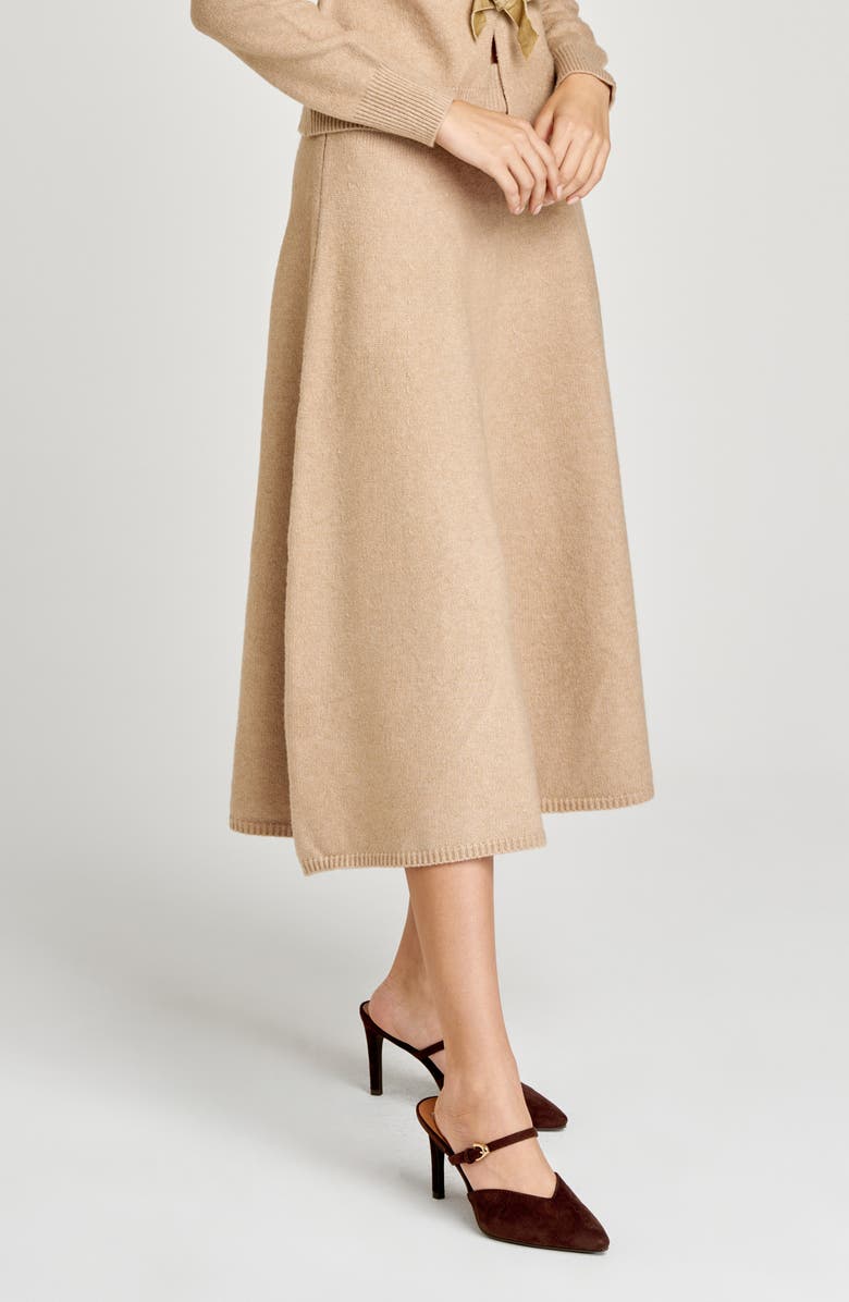 WAYF Kayla A-Line Knit Midi Skirt, Alternate, color, Beige