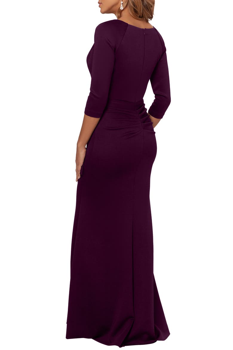 Ruched Scuba Knit Ruffle Gown, Alternate, color, PLUM