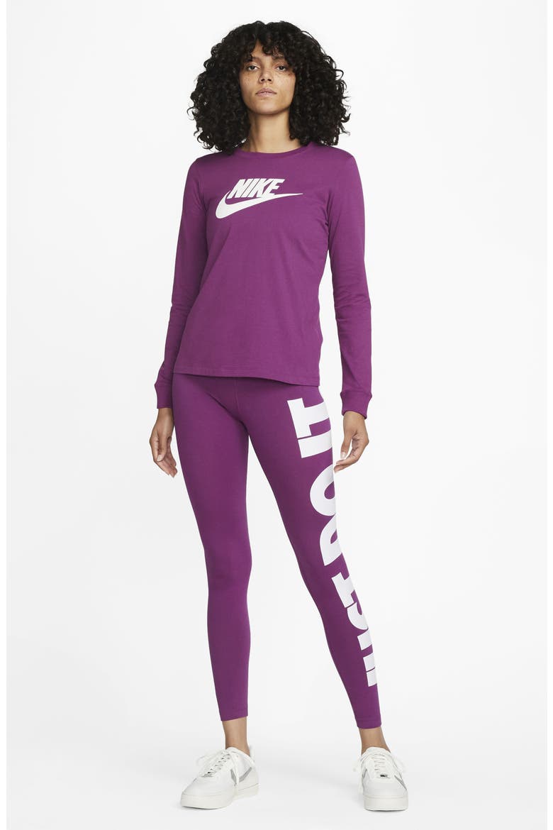 Sportswear Essential High-Waisted Leggings, Alternate, color, VIOTECH/ WHITE