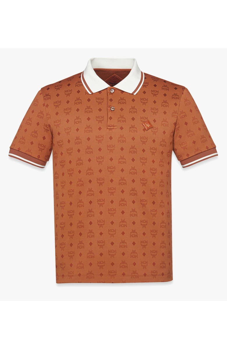MCM Piqué Polo in Monogram Jacquard, Main, color, Brown