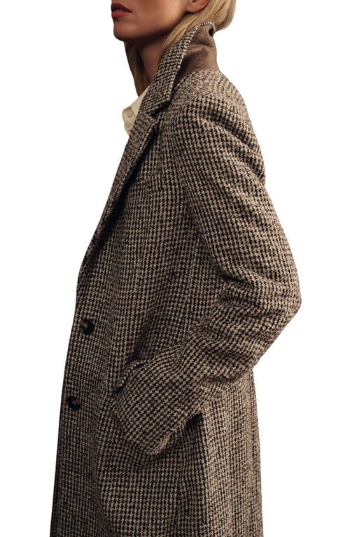 Reiss Womens  Kai Houndstooth Check-pattern Wool-blend Coat In Brown Check