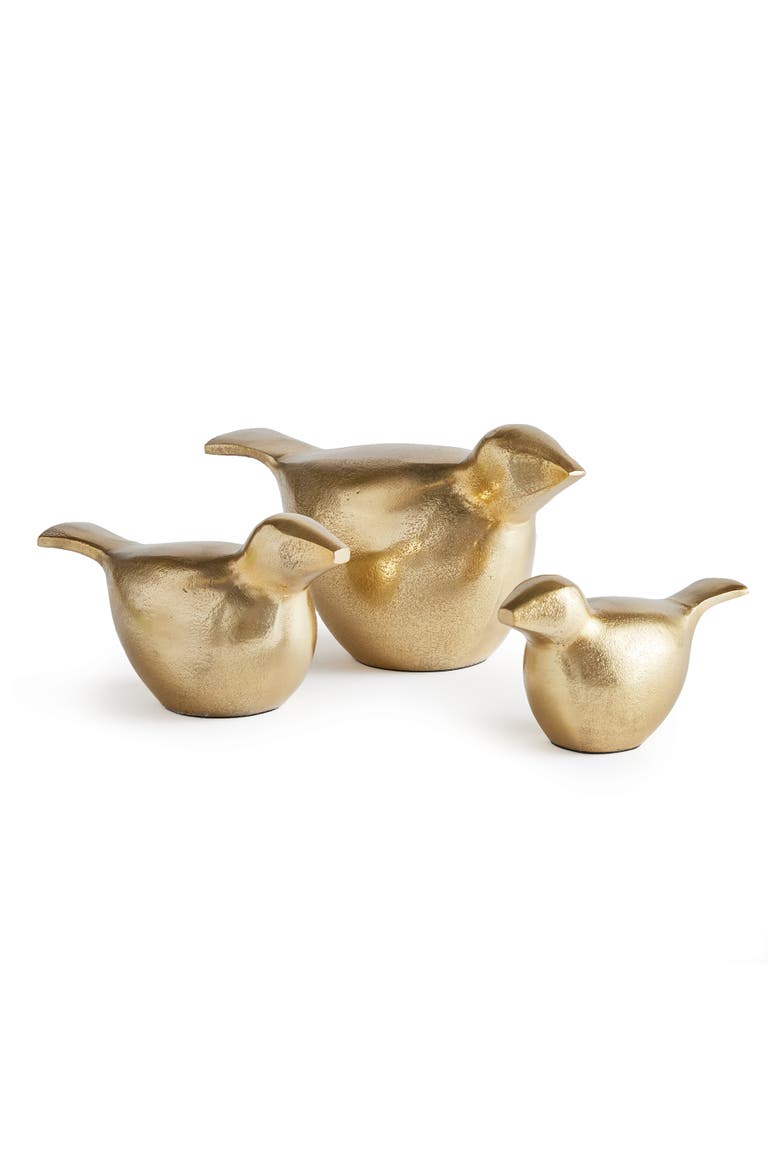 Birds Of A Feather Sculptures Decorative Objects Set of 3, Main, color, Gold
