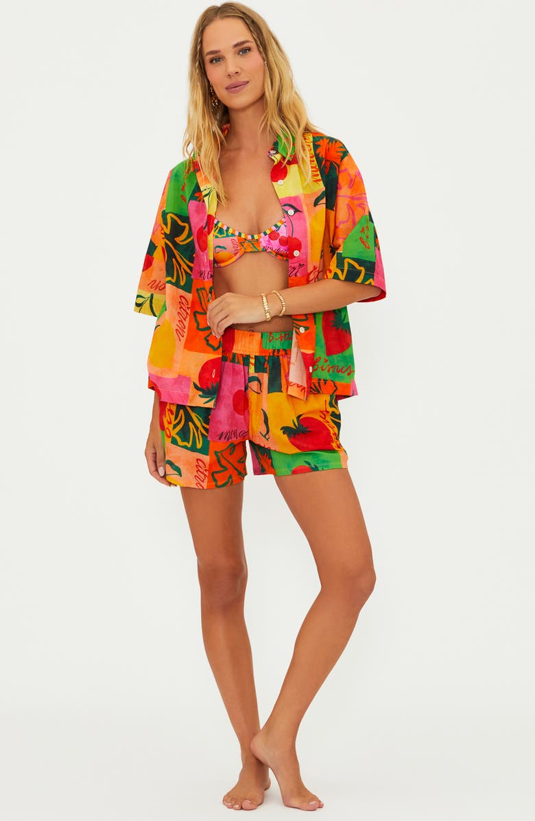 Beach Riot Rayah Cover-Up Shorts, Alternate, color, Fruit Market