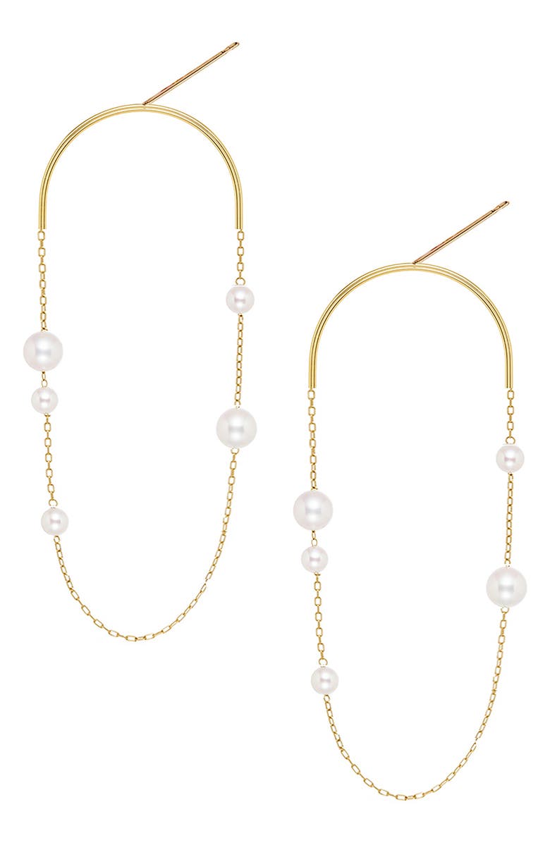 Poppy Finch Large Arch Cultured Pearl Drop Earrings, Main, color, 
