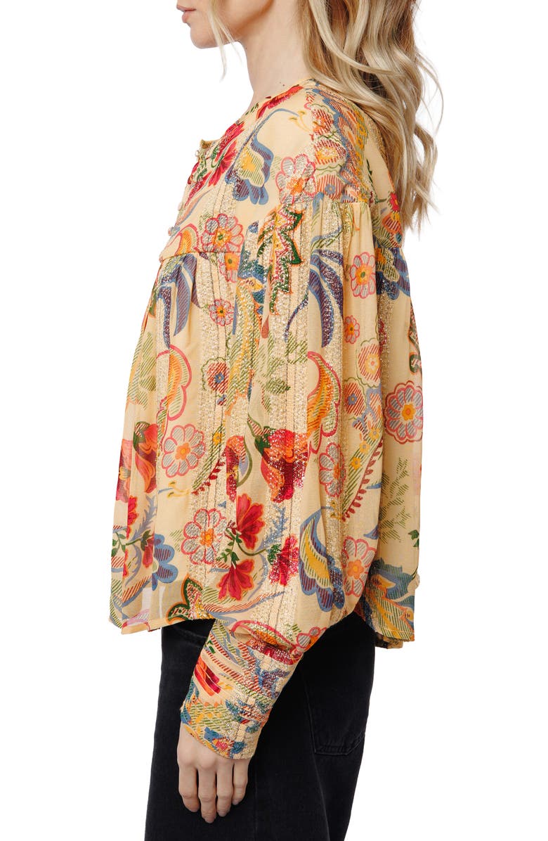 CIEBON Milena Metallic Balloon Sleeve Top, Alternate, color, Butter Multi