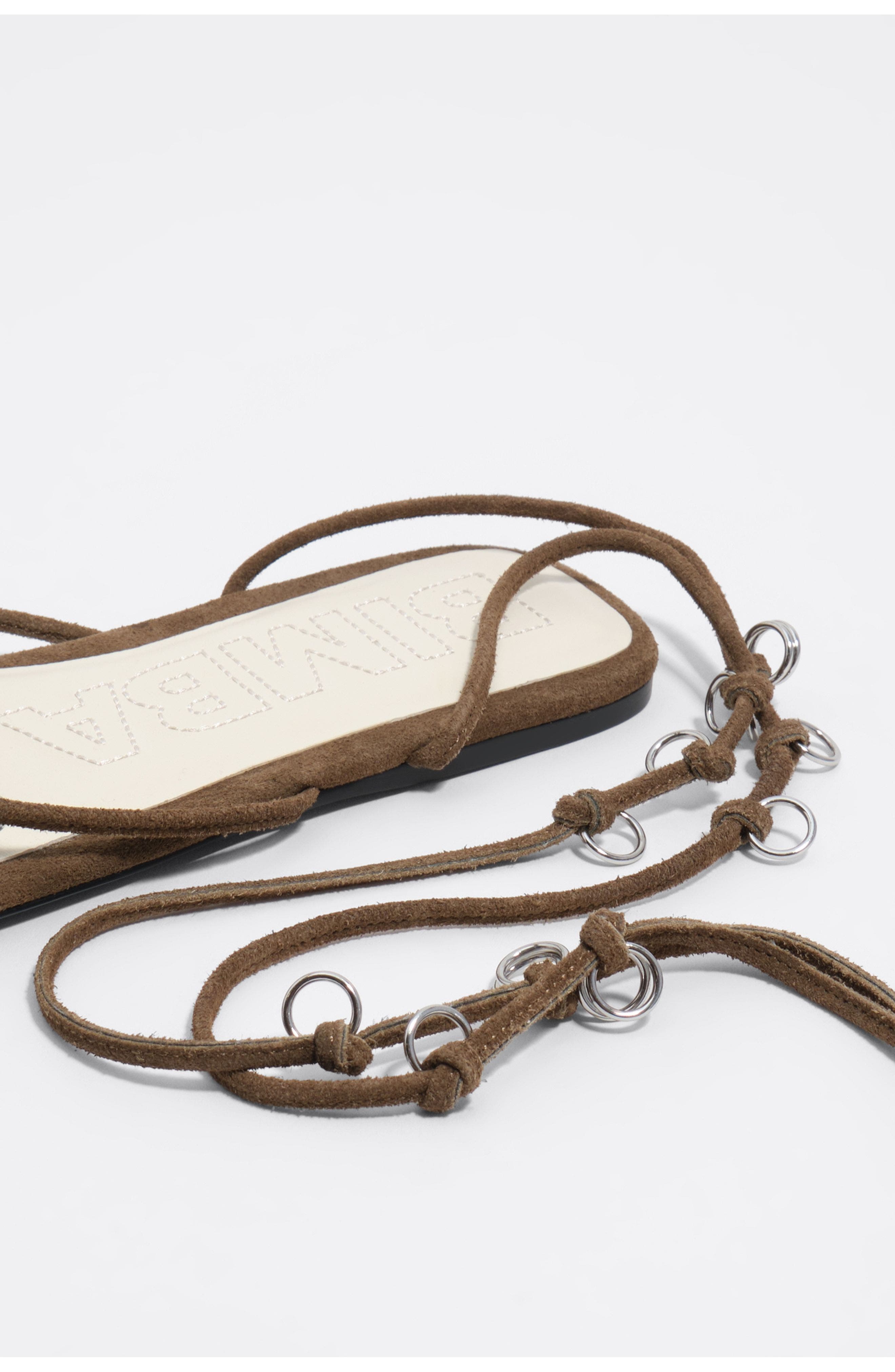Bimba y Lola Suede Sandal With Piercings, Alternate, color, Dark Green