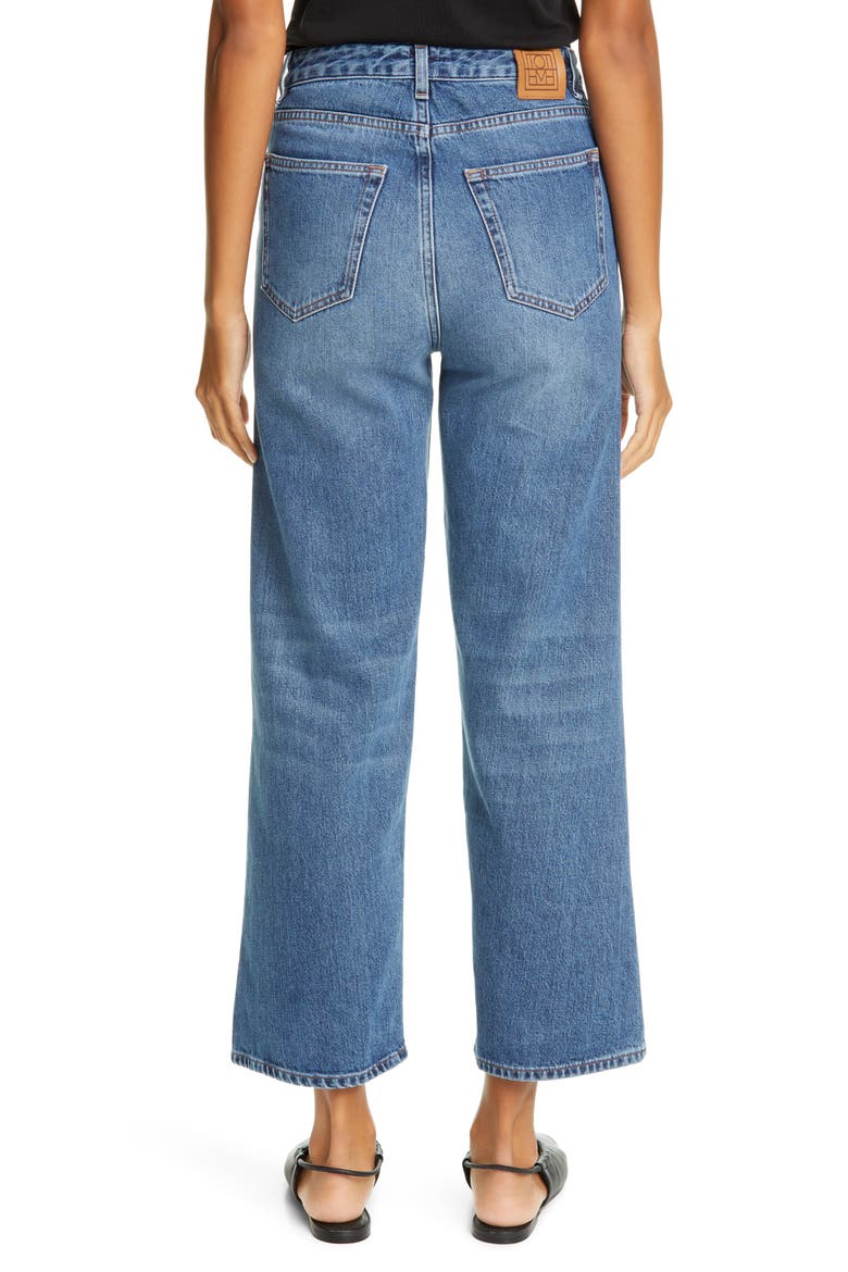 Totême Flair High Waist Flare Crop Jeans, Alternate, color, WASHED BLUE