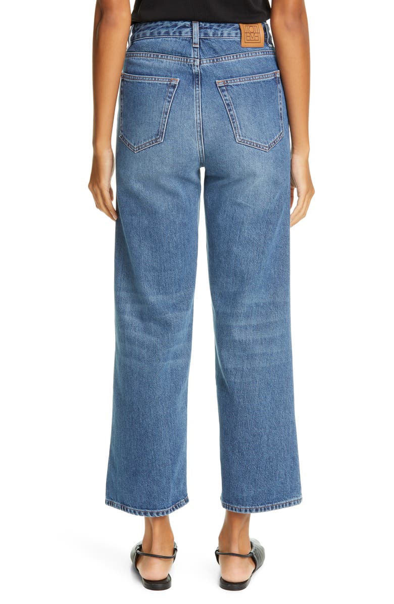 TOTEME Flair High Waist Flare Crop Jeans, Alternate, color, Washed Blue