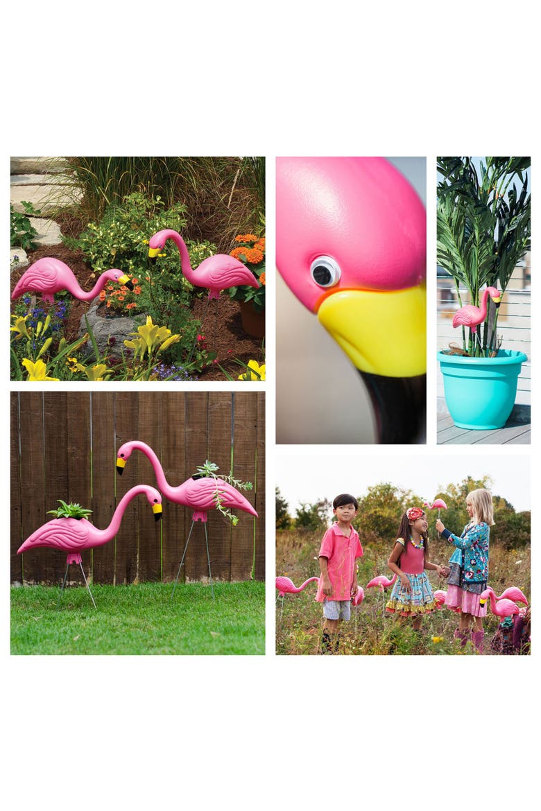 Pink Flamingo 25 Inch Garden Yard Stakes, Yard Decor, Alternate, color, Pink