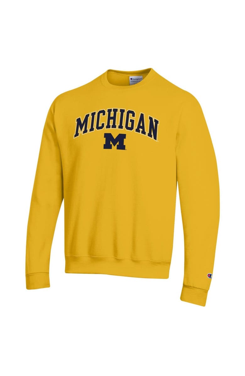 Champion Men's Champion  Maize Michigan Wolverines Arch Over Logo Pullover Sweatshirt, Alternate, color, Maize