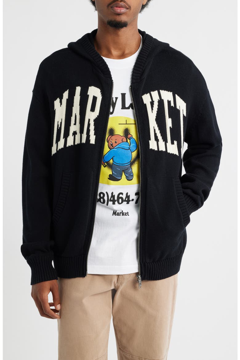 Classic Jacquard Zip Hoodie, Main, color, PIRATE-BLACK