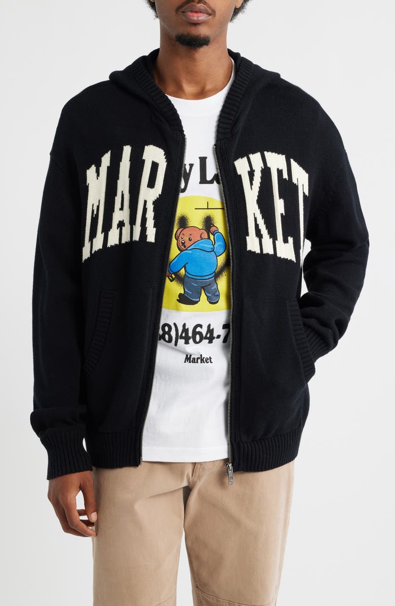 MARKET Classic Jacquard Zip Hoodie, Main, color, Pirate-Black