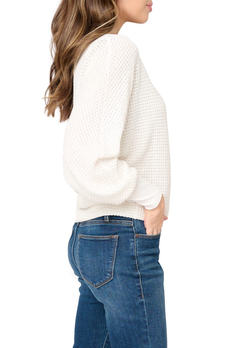 GIBSONLOOK Wheels Up Open Weave Sweater, Alternate, color, White