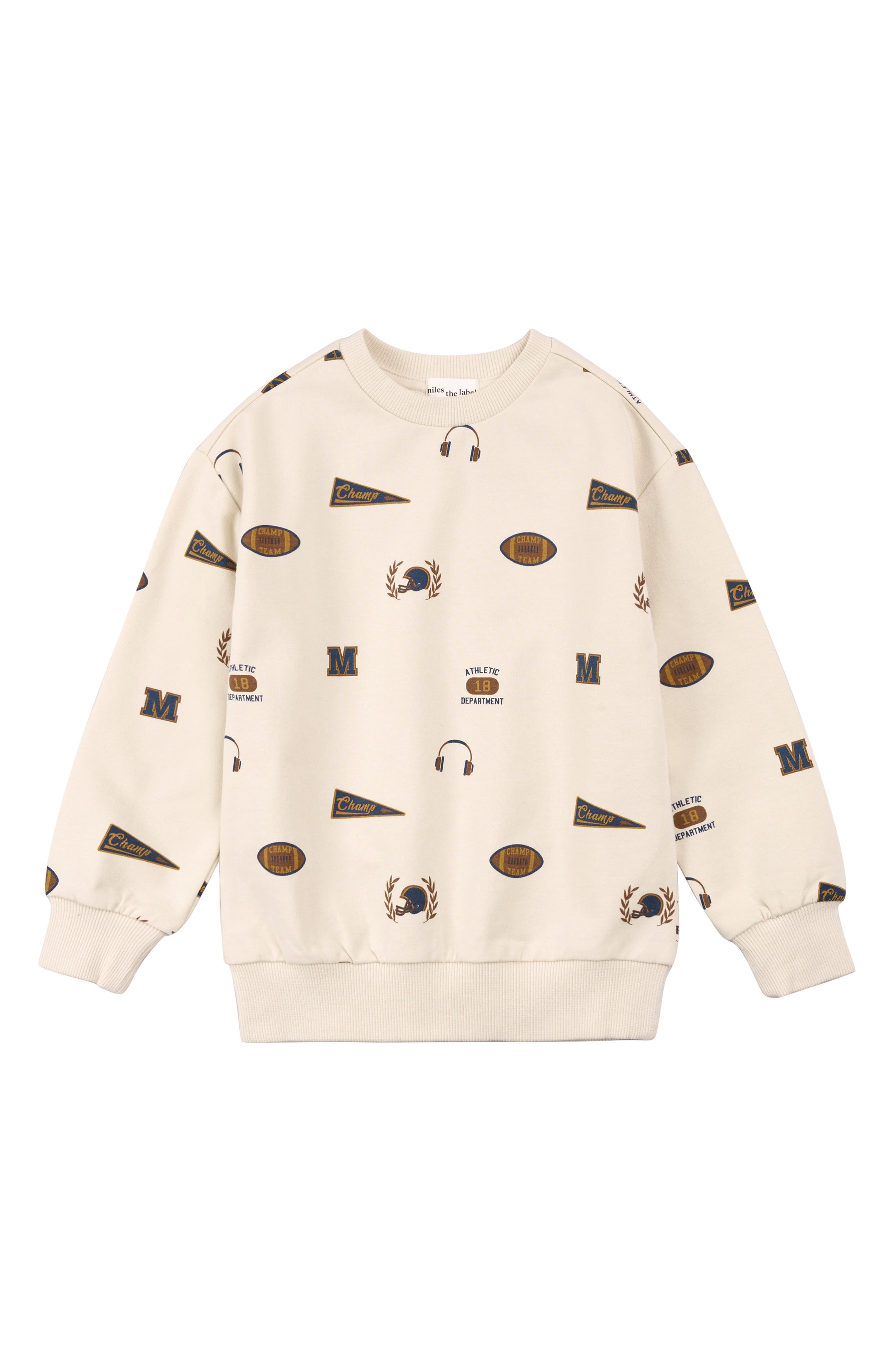 MILES THE LABEL Kids' Varsity Print Cotton Sweatshirt