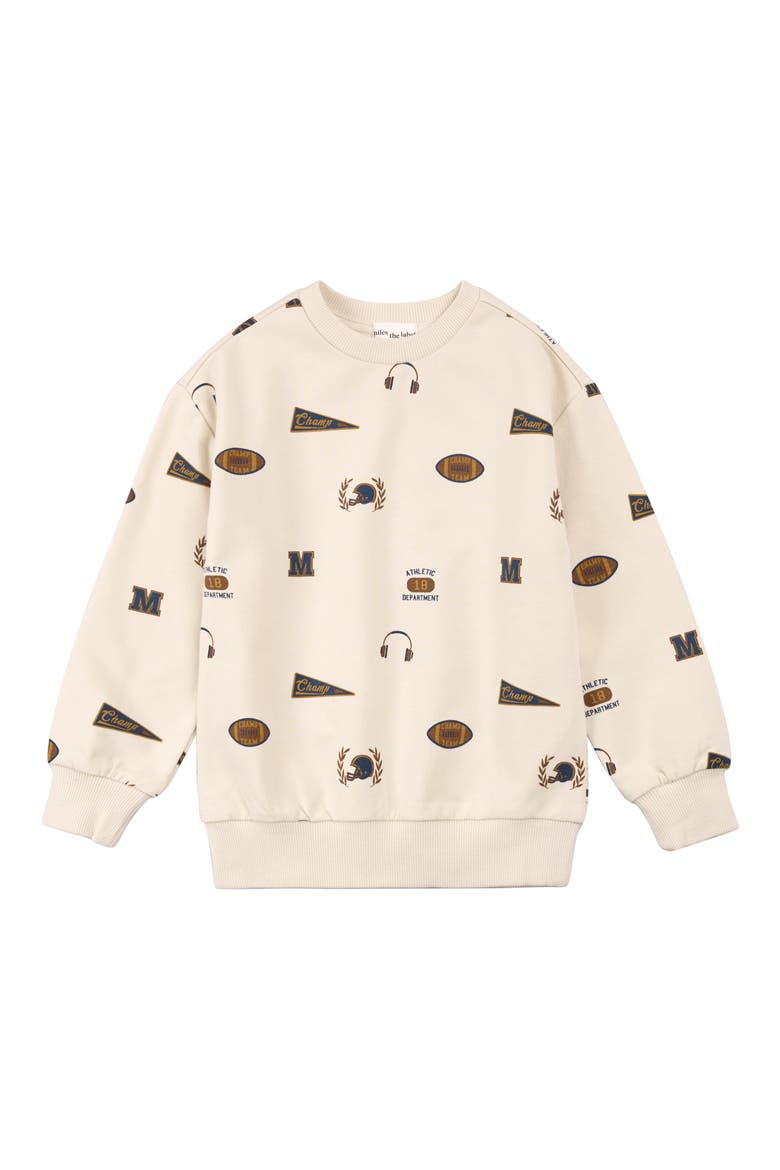Kids' Varsity Print Cotton Sweatshirt, Main, color, BEIGE