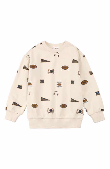 MILES THE LABEL Kids' Varsity Print Cotton Sweatshirt