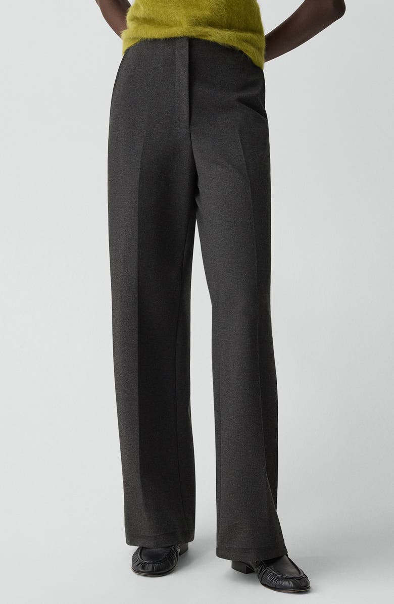 Theory Mélange Wide Leg Pants, Main, color, Charcoal Melange