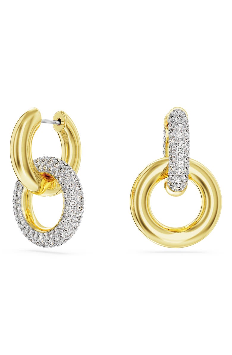 Swarovski Dextera Pavé Detachable Mismatched Hoop Drop Earrings, Alternate, color, Gold