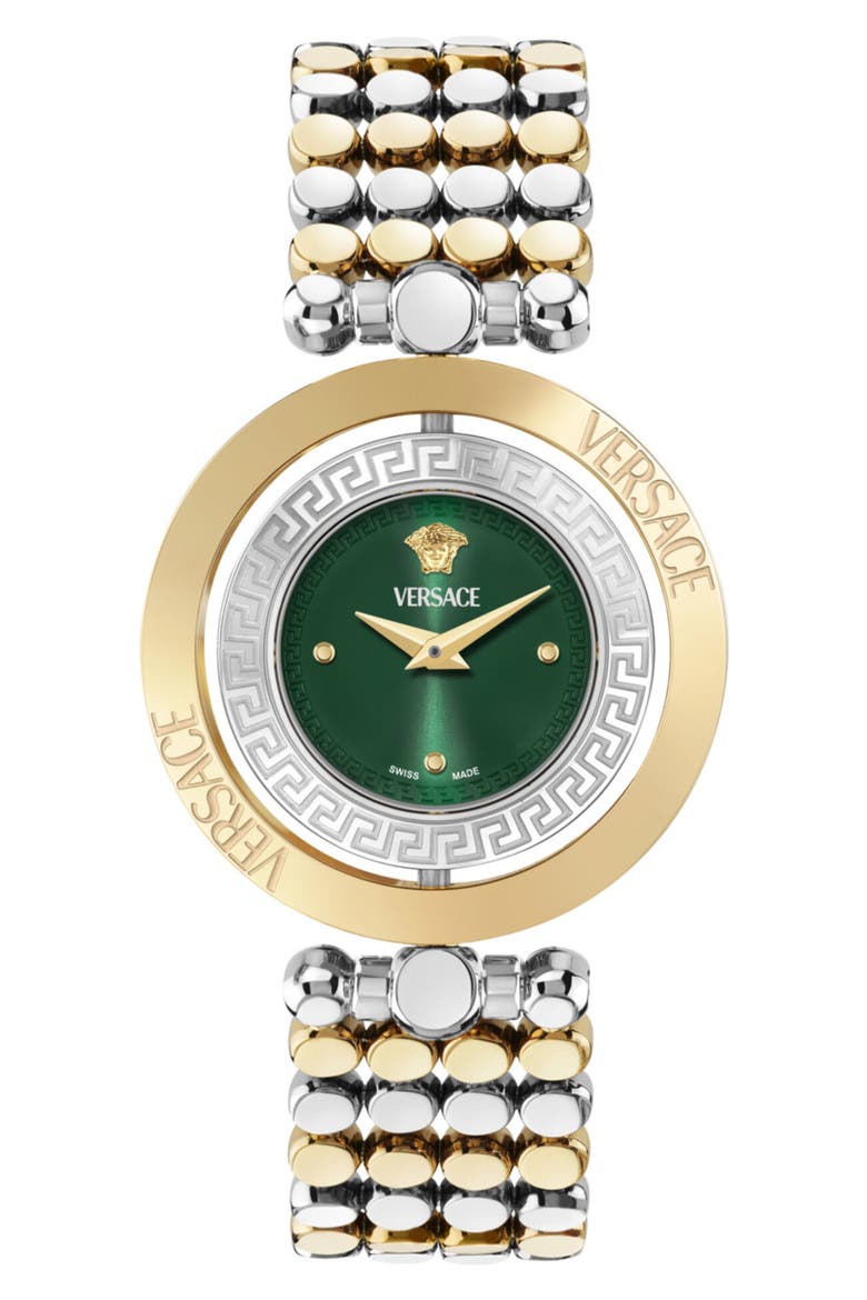 Eon Jewel Two Tone Bracelet Watch, Main, color, TWO TONE/ GREEN